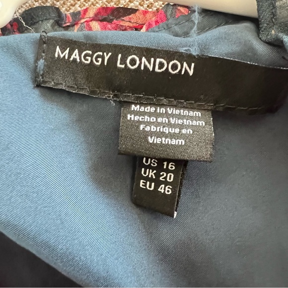 Maggy London Paisley Gathered Waist Maxi Dress 16 Slate cherry blossom green - Picture 8 of 13